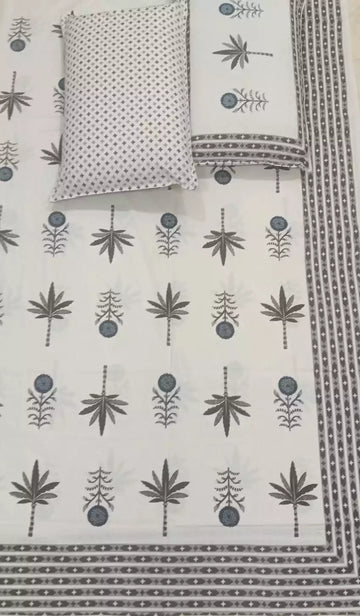 Super King Size Jaipuri Block Print Cotton Bedsheet 8x9 ft With 2 Pillow Covers by ASC (Copy) (Copy)