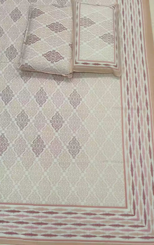 Super King Size Jaipuri Block Print Cotton Bedsheet 8x9 ft With 2 Pillow Covers by ASC (Copy) (Copy)