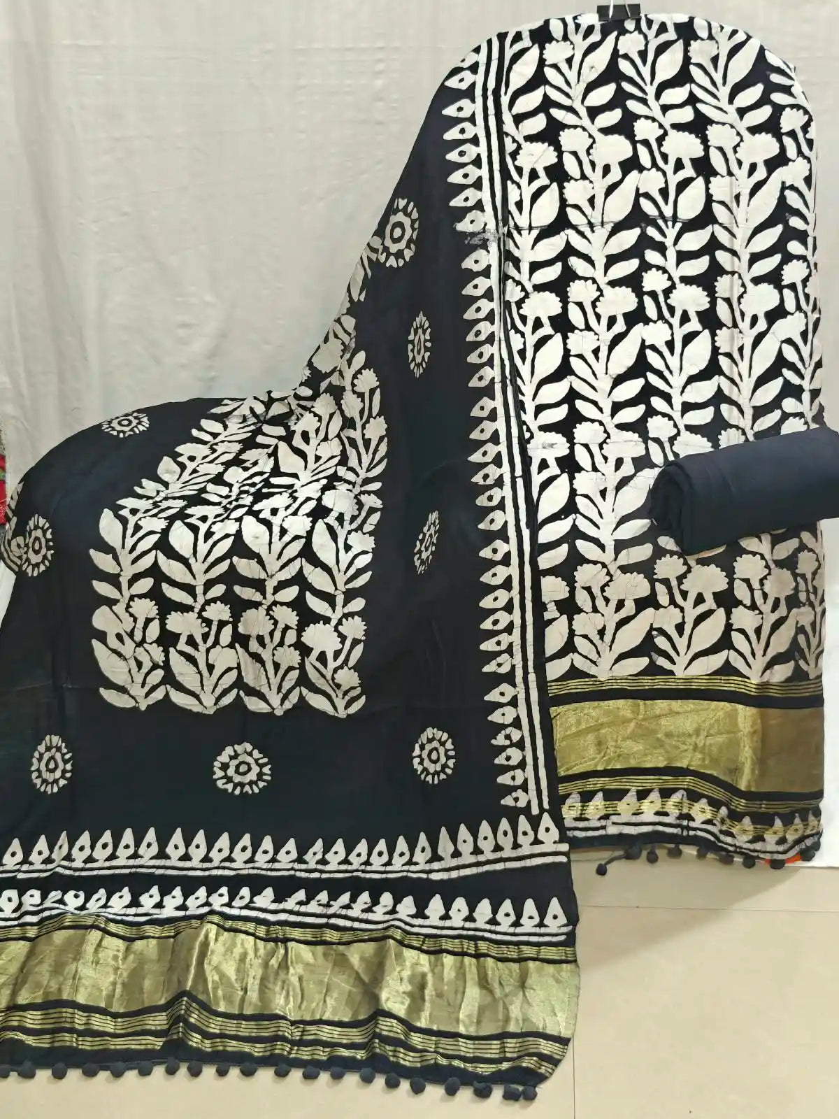 Designer Black Modal Gajji Batic suit