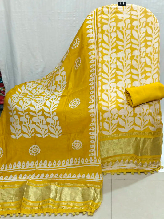 Designer Yellow Modal Gajji Batic suit