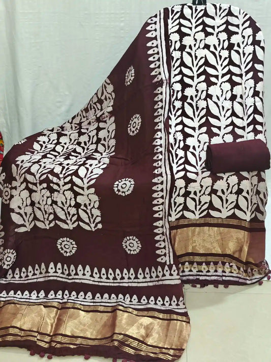Designer Wine Modal Gajji Batic suit
