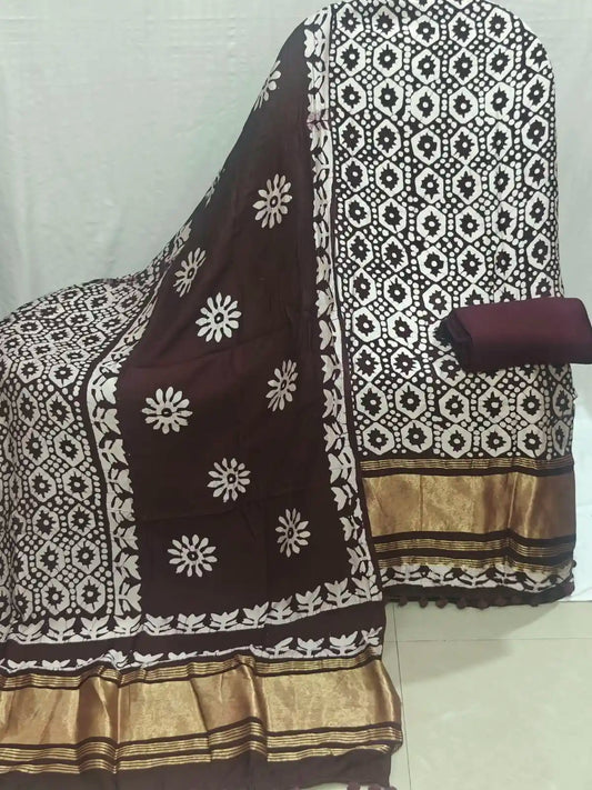 Designer Wine Modal Gajji Batic suit