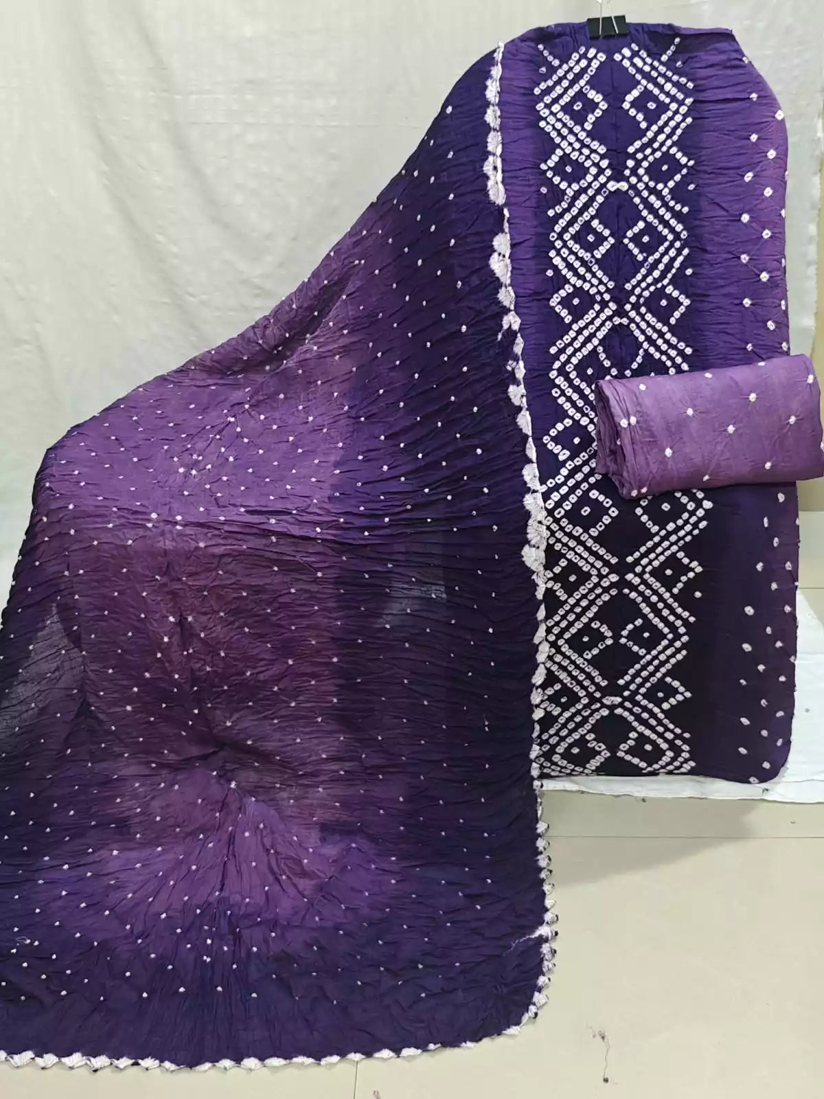 Purple & Plum Hand Bandhej Cotton Unstitched Suit with Dupatta By ASC - ASC Fashion Store