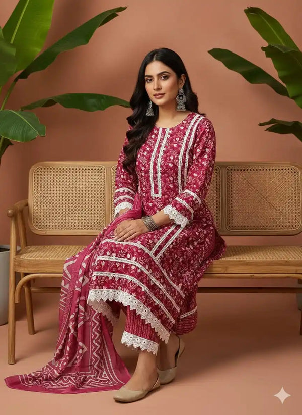 Dark Pink Colour Premium Karachi Straight Cut
