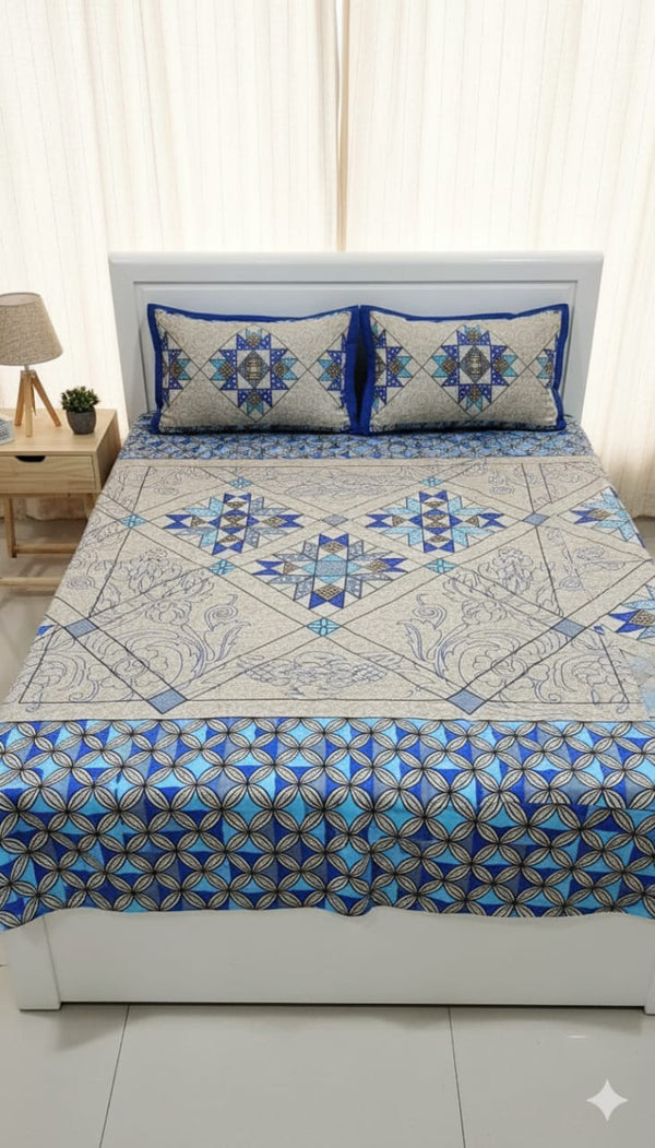 Queen Size 7ft*8.5ft Sanganeri Bedsheet With 2 Pillow Covers