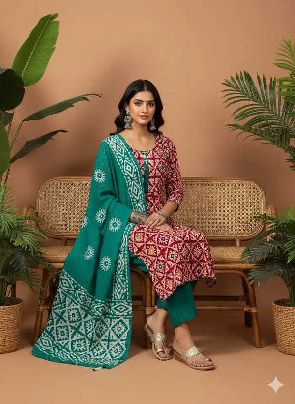 2XL Straight cut Multicolour Handloom Batik