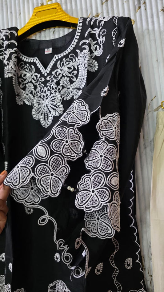 Farsi Salwar Roman Silk Readymade Lahori Style Designer Suit WIth Oragnaza Dupatta