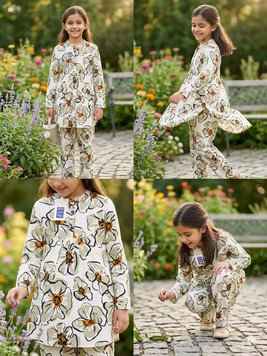 GIRLS KIDS WEAR RAYON SUMMER FRIENDLY TRENDY STYLE PRINTED CORD-SETS