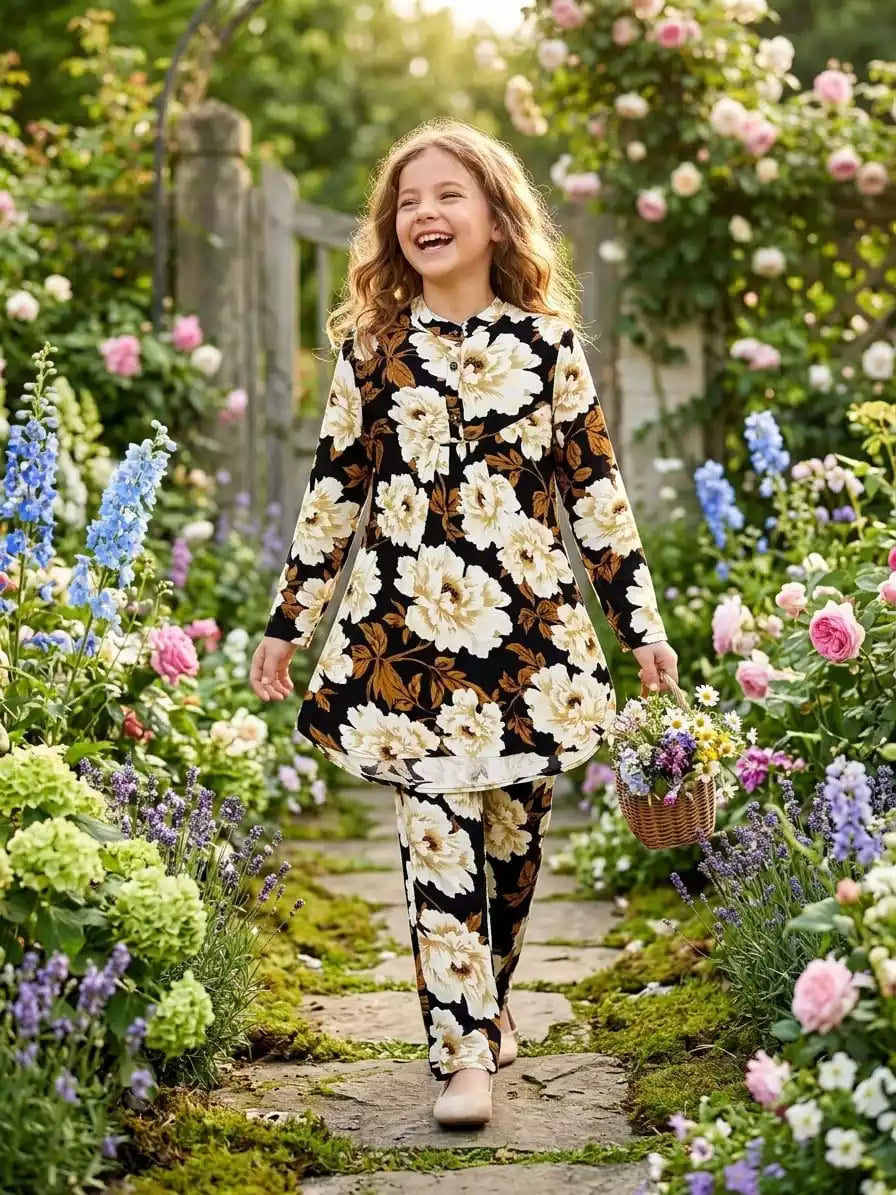 GIRLS KIDS WEAR RAYON SUMMER FRIENDLY TRENDY STYLE PRINTED CORD-SETS