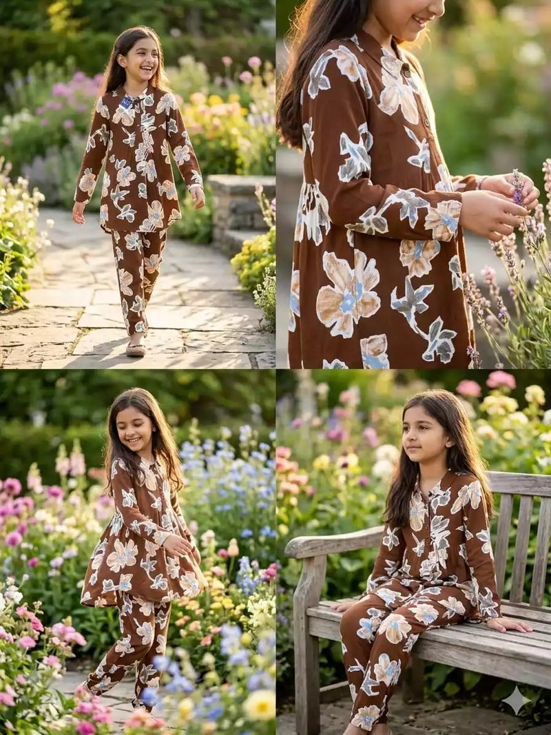 GIRLS KIDS WEAR RAYON SUMMER FRIENDLY TRENDY STYLE PRINTED CORD-SETS