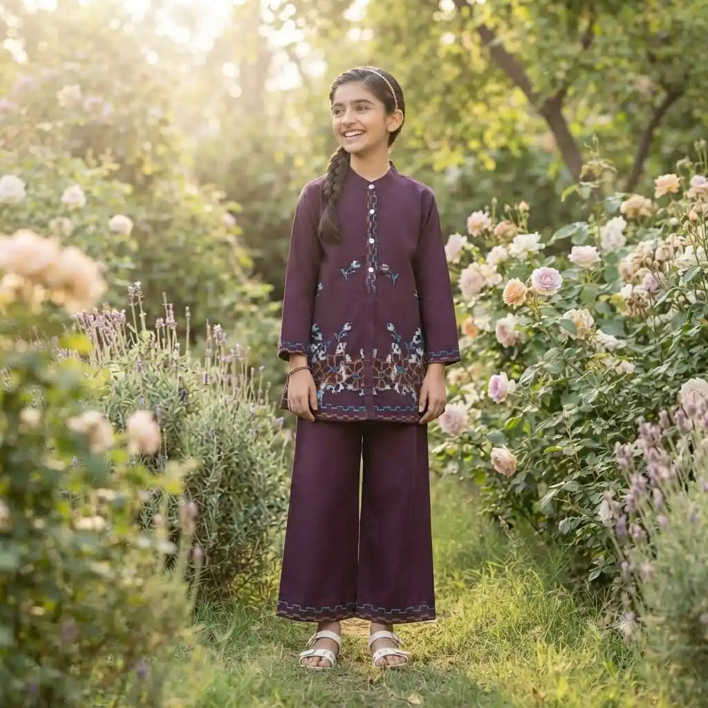 ASC Girls Premium Rayon Embroidery Co-ord Set