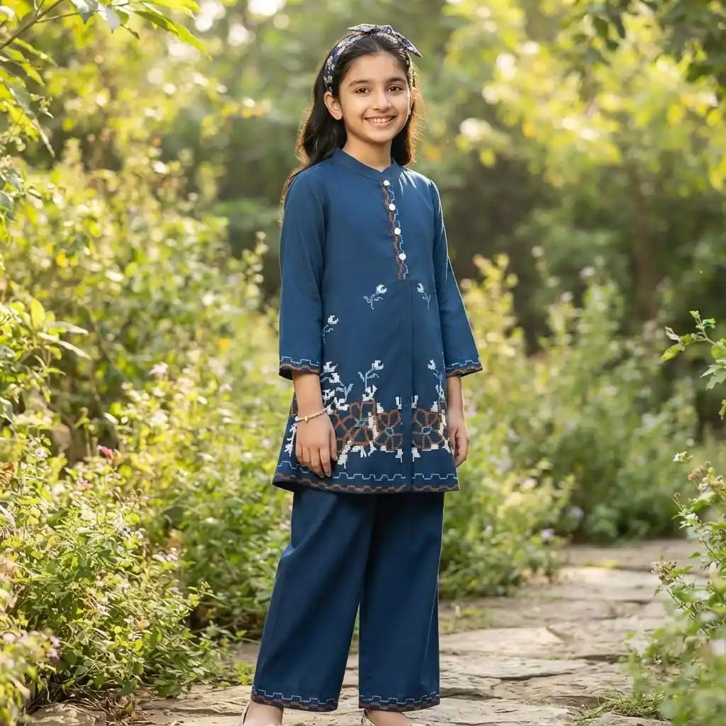 Girls Cross Stitched Embroidery Rayon Co-ord Sets  By ASC