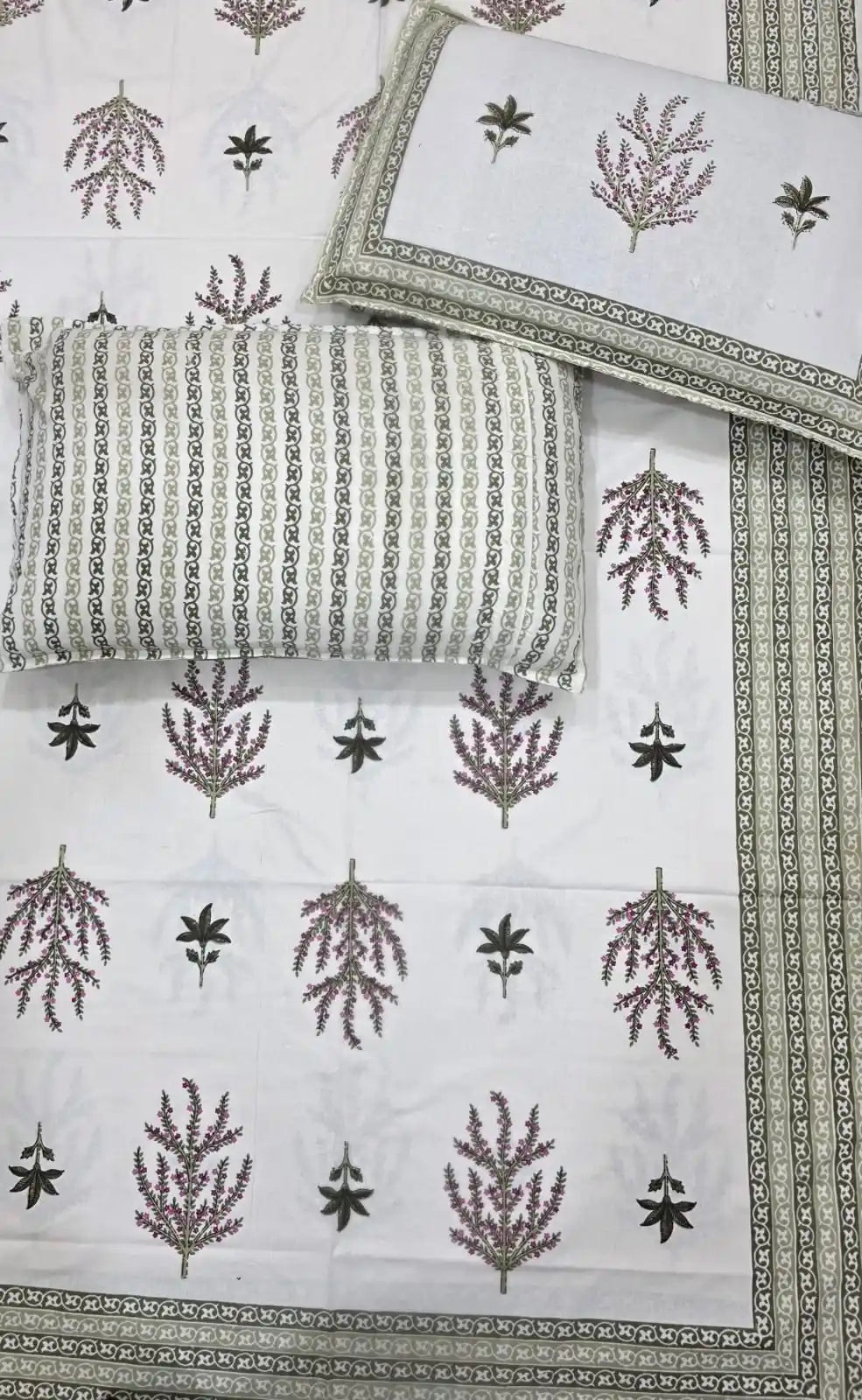 Super King Size Jaipuri Sanganeri Cotton Bedsheet 9x9 ft With 2 Pillow Covers by ASC Fashion Store
