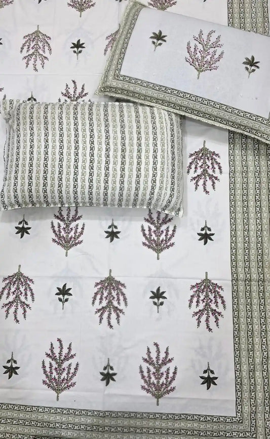 Super King Size Jaipuri Sanganeri Cotton Bedsheet 9x9 ft With 2 Pillow Covers by ASC Fashion Store