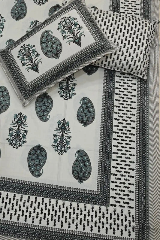 Super King Size Jaipuri Sanganeri Cotton Bedsheet 9x9 ft With 2 Pillow Covers by ASC Fashion Store