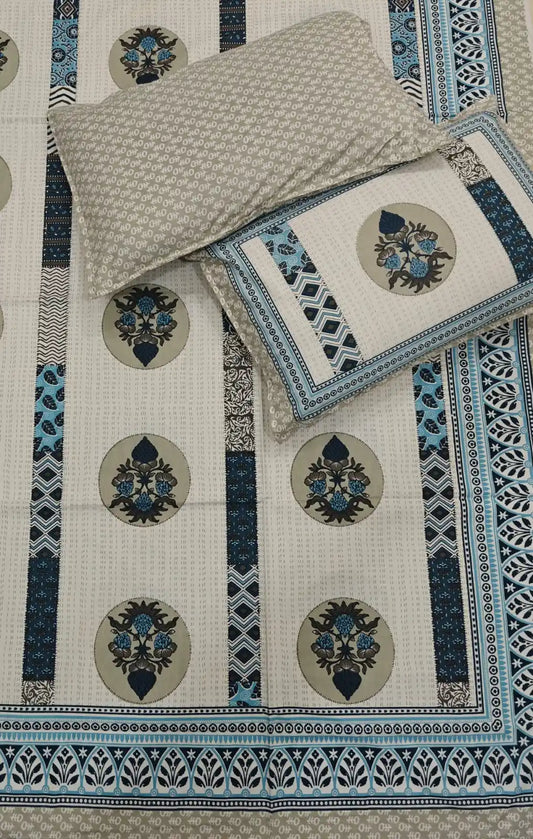 Super King Size Jaipuri Sanganeri Cotton Bedsheet 9x9 ft With 2 Pillow Covers by ASC Fashion Store