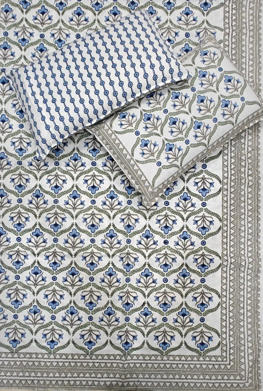 Super King Size Jaipuri Sanganeri Cotton Bedsheet 9x9 ft With 2 Pillow Covers by ASC Fashion Store