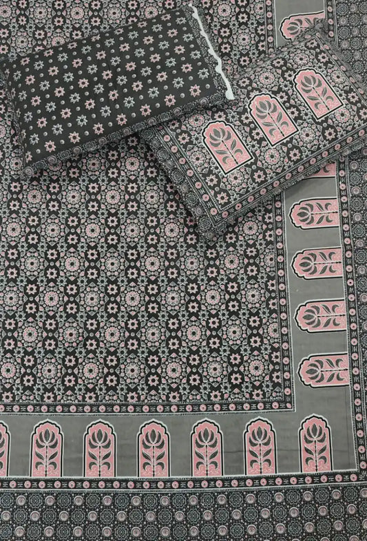 Super King Size Jaipuri Block Print Cotton Bedsheet 8x9 ft With 2 Pillow Covers by ASC Fashion Store