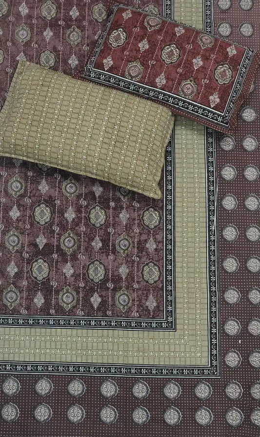 Super King Size Jaipuri Block Print Cotton Bedsheet 8x9 ft With 2 Pillow Covers by ASC Fashion Store