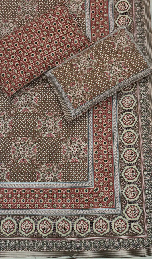 Super King Size Jaipuri Block Print Cotton Bedsheet 8x9 ft With 2 Pillow Covers by ASC Fashion Store