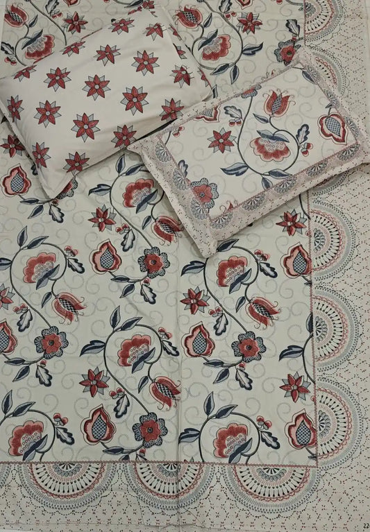 Super King Size Jaipuri Block Print Cotton Bedsheet 8x9 ft With 2 Pillow Covers by ASC Fashion Store