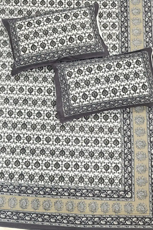 Super King Size Jaipuri Block Print Cotton Bedsheet 8x9 ft With 2 Pillow Covers by ASC Fashion Store