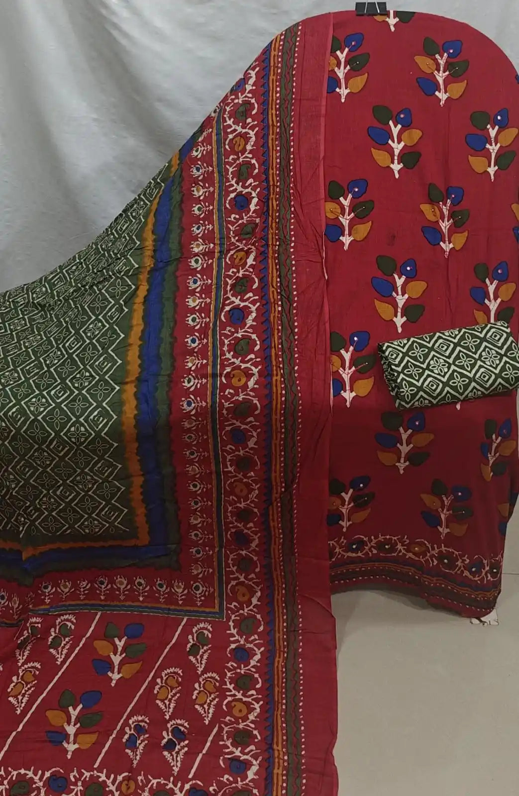 Premium Maroon Wax Batik Cotton Unstitched Suit – ASC