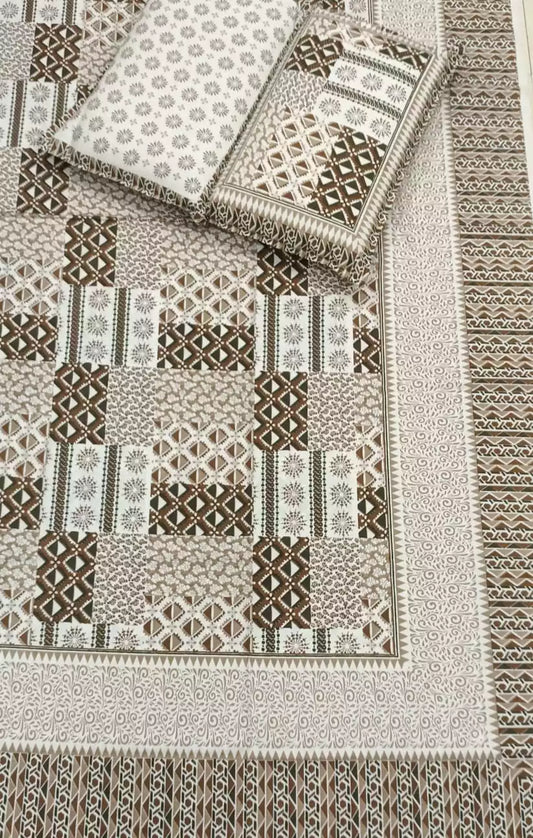 Super King Size Jaipuri Block Print Cotton Bedsheet 8x9 ft With 2 Pillow Covers by ASC Fashion Store