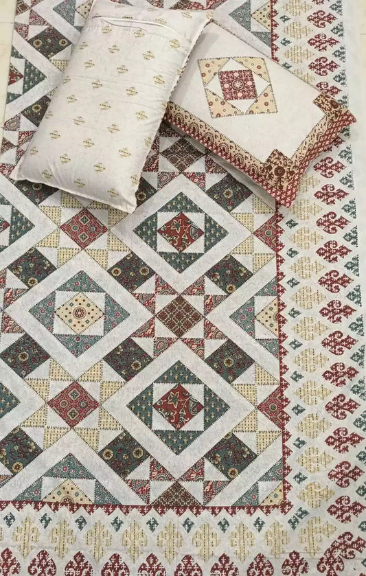 Super King Size Jaipuri Sanganeri Cotton Bedsheet 9x9 ft With 2 Pillow Covers by ASC Fashion Store