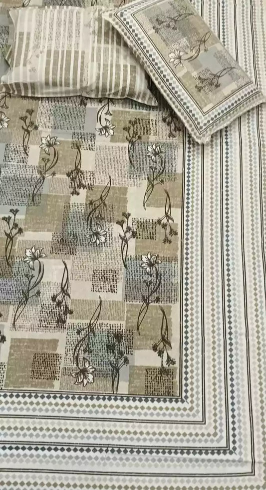 Super King Size Jaipuri Cotton Bedsheet 8x9 ft With 2 Pillow Covers by ASC Fashion Store