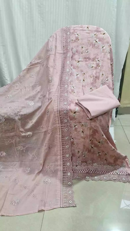 Pakistani Style Heavy Embroidered Cotton Suit By ASC