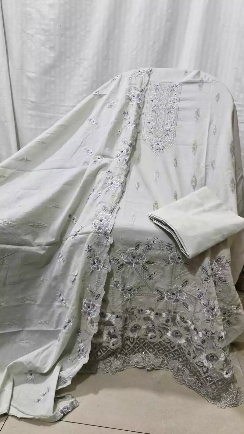 Premium Pakistani Style Cotton Embroidered Suit By ASC