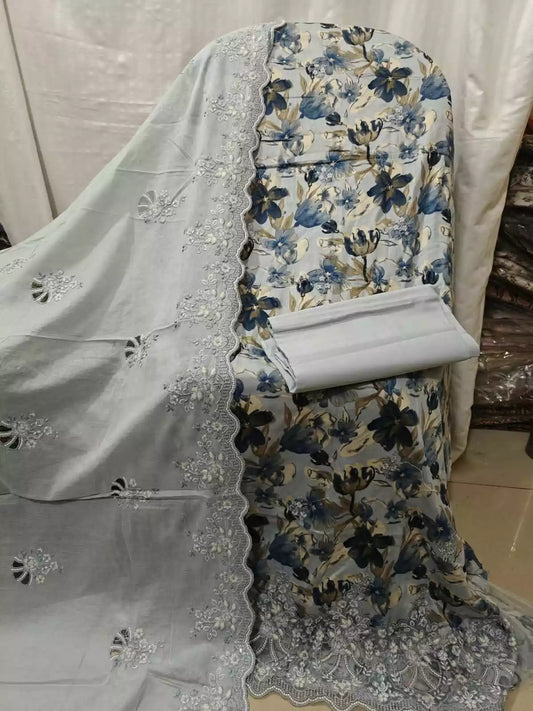 Pakistani Style Heavy Embroidered Cotton Suit With Dupatta Work By ASC