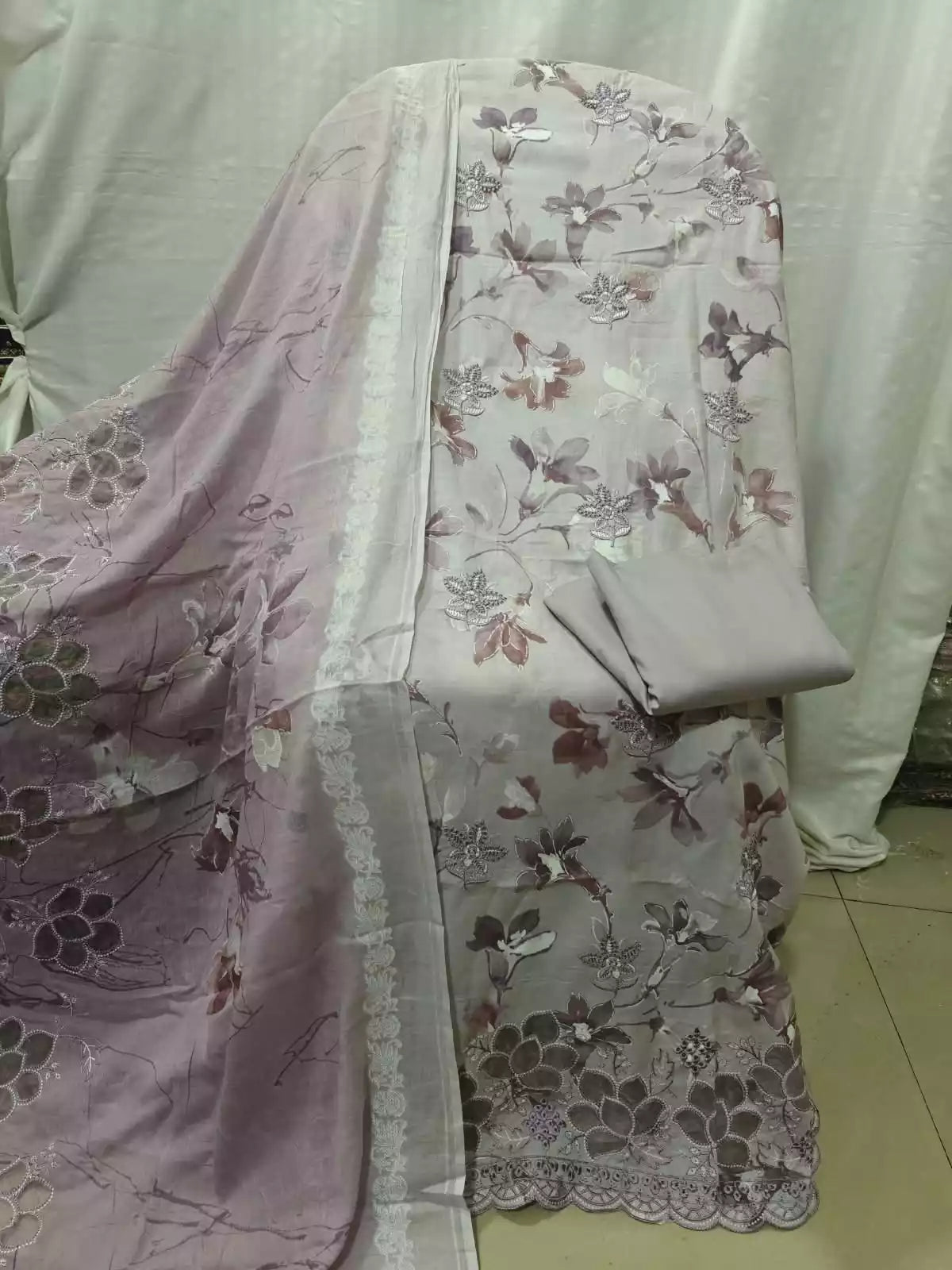 Pakistani Style Heavy Cotton Embroidery & Appliqué Work Suit With Dupatta By ASC