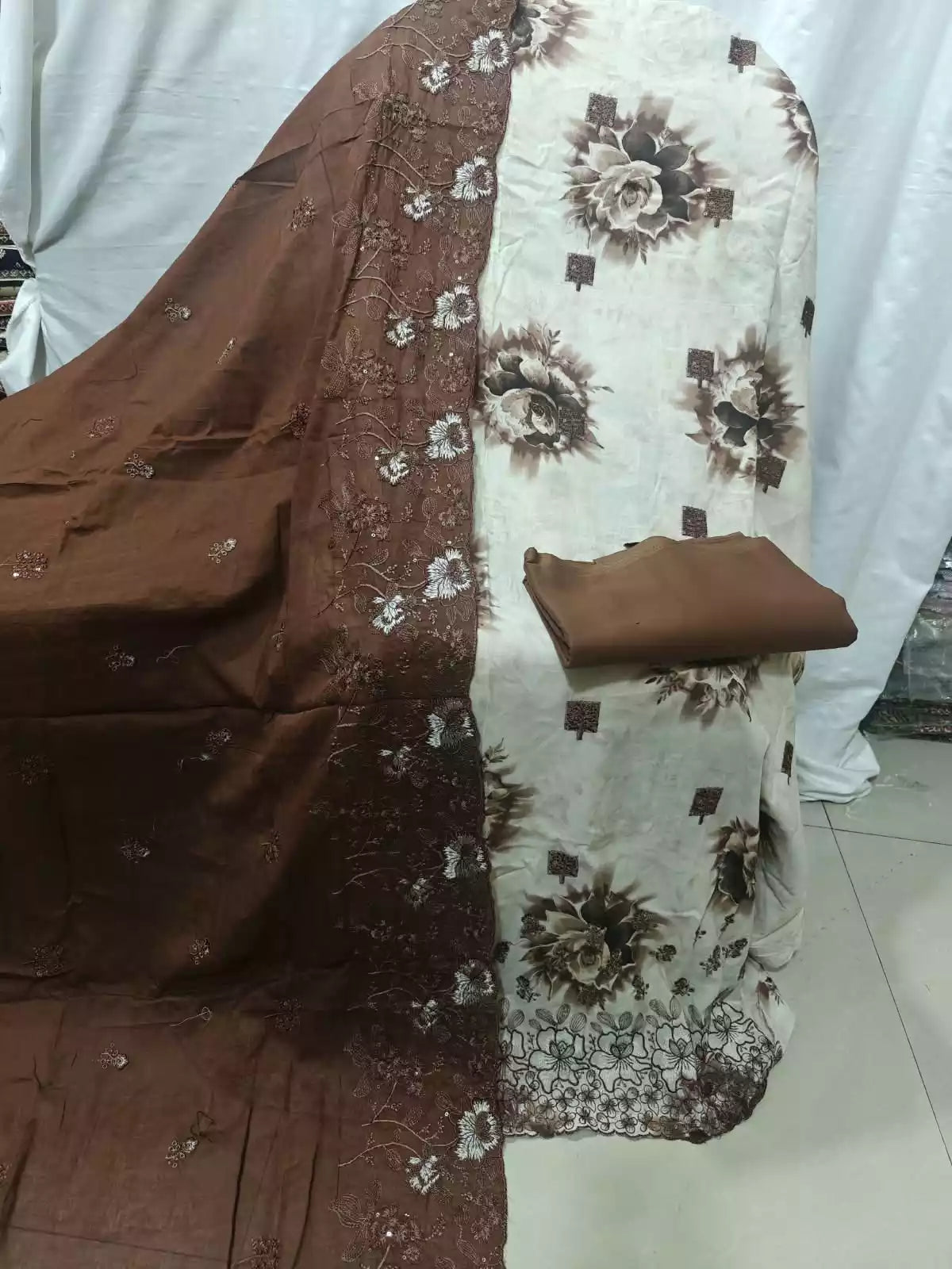 Heavy Embroidered Pakistani Cotton Dress Material With Dupatta Work By ASC