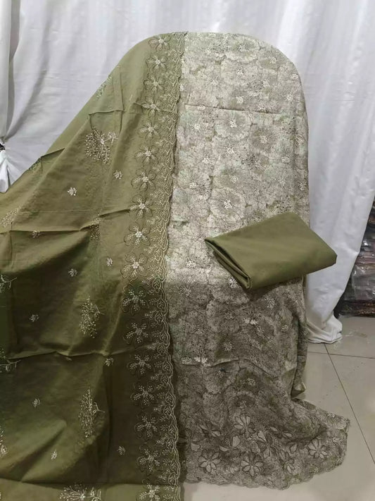 NON CATALOGUE PAKISTANI EMBROIDERED STYLE PREMIUM COTTON DRESS MATERIAL