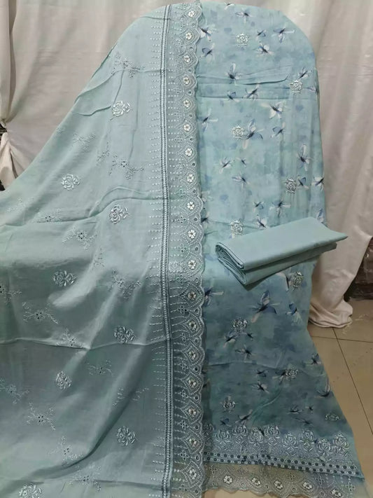 Heavy Embroidered Cotton Pakistani Style Appliqué Work Suit With Dupatta By ASC