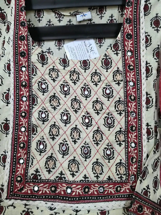 Maroon Anarkali Pattern With Classic Jaipuri Buti Print & Hand Work By ASC