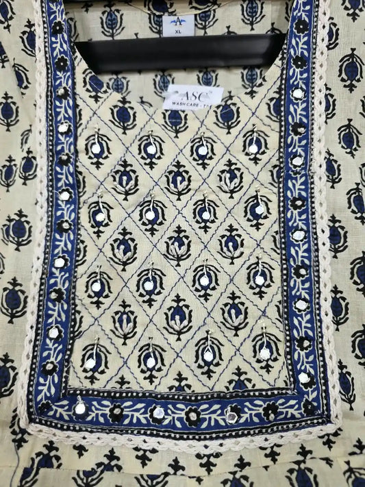 Navy Blue Anarkali Pattern With Classic Jaipuri Buti Print & Hand Work By ASC