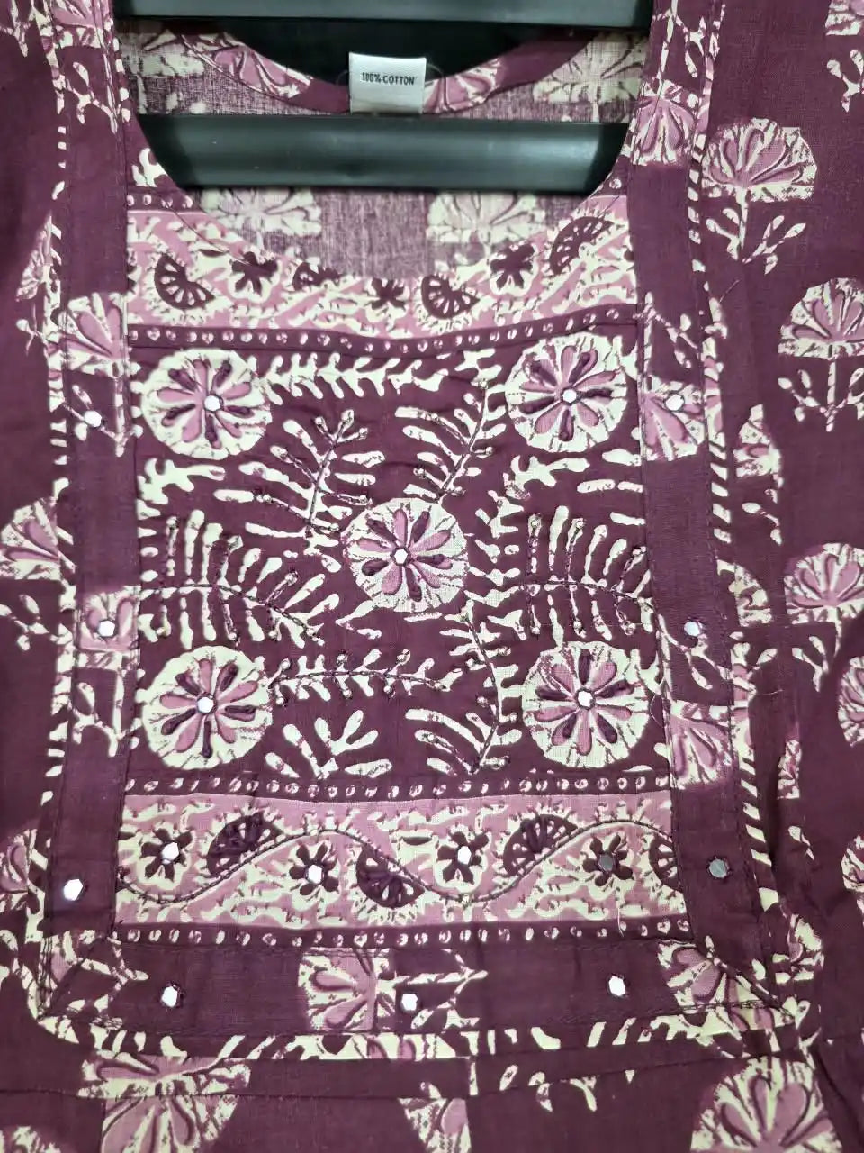 Wine Anarkali Pattern With Dabu Print & Hand Work By ASC