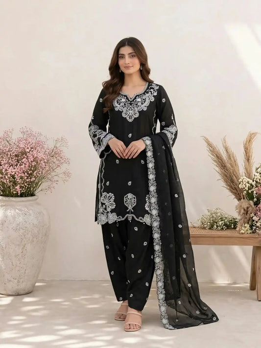 Women's Farshi Salwar Roman Silk Lahori Style Readymade Designer Suit With Organza Dupatta - ASC Fashion Store