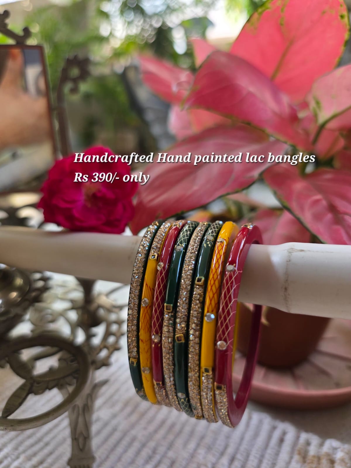 Handcrafted hand-painted lac bangles