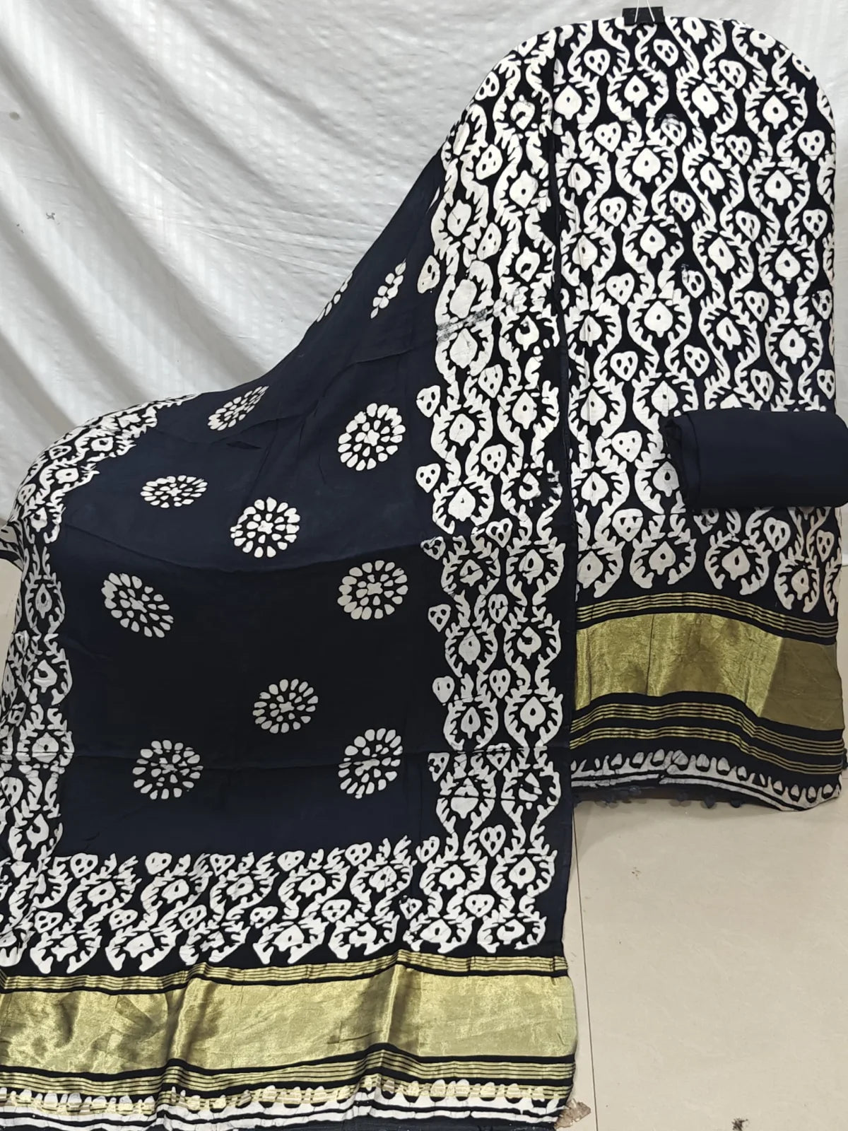Designer Black Modal Gajji Batik Suit