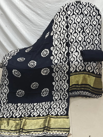 Designer Black Modal Gajji Batik Suit