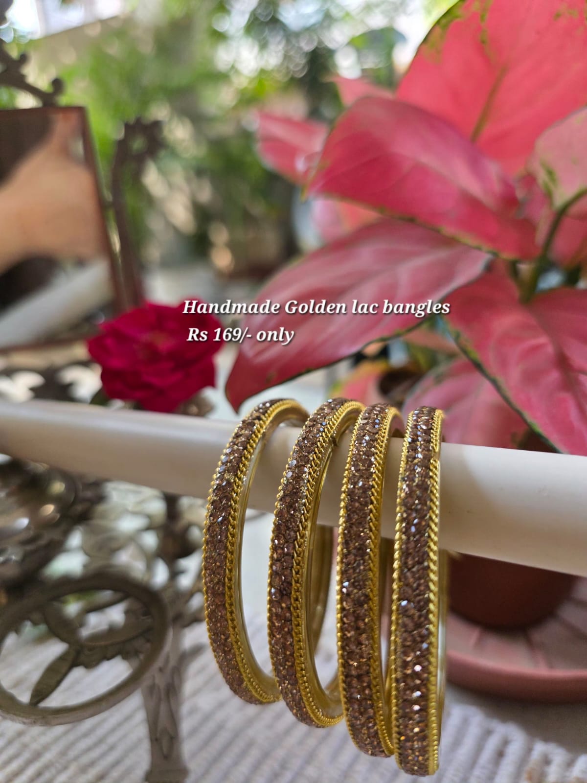 Handmade golden lac bangles