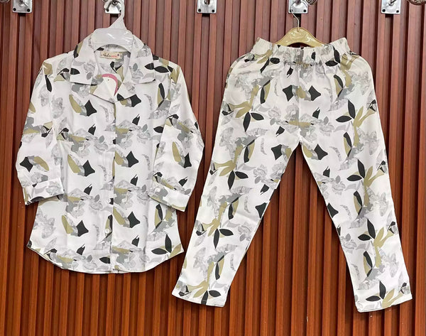 Boys Rayon Cotton Digital Print Cord Set Shirt & Full Pant