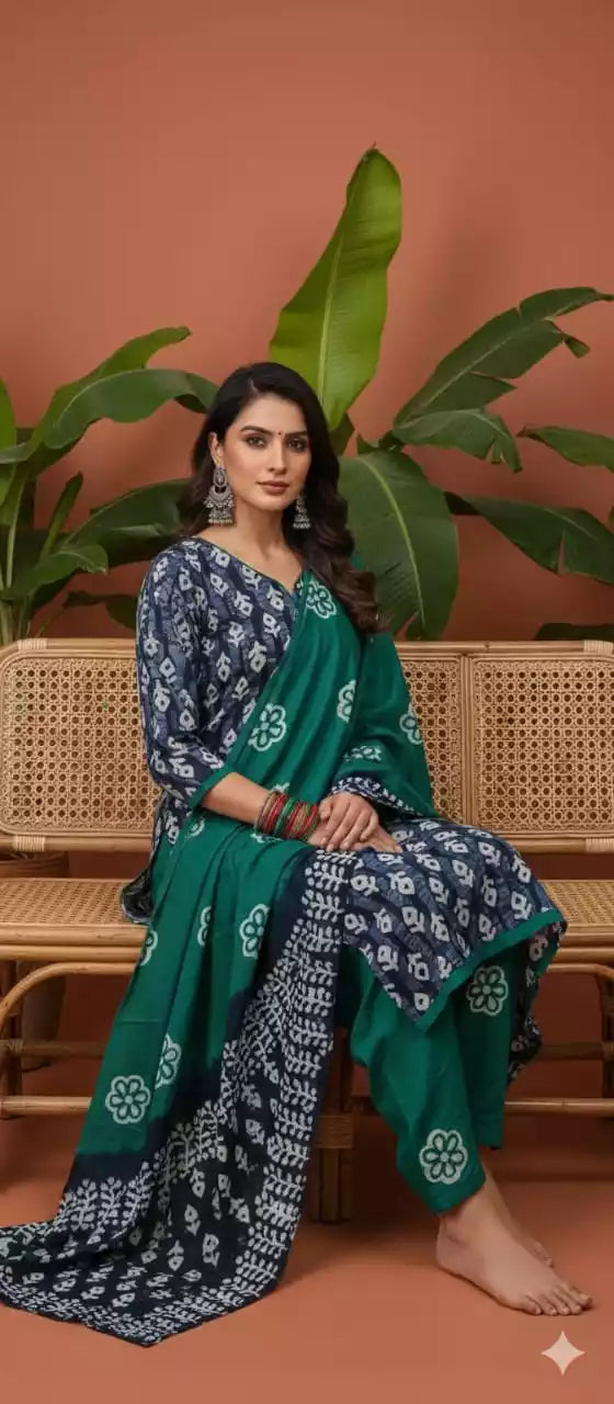 READYMADE COTTON BATIC SUIT, Cotton Batic Salwar, Mal Cotton Dual Tone Color Dupata