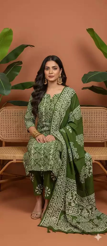 3xl Straight cut cotton Handloom Batik With Salwar