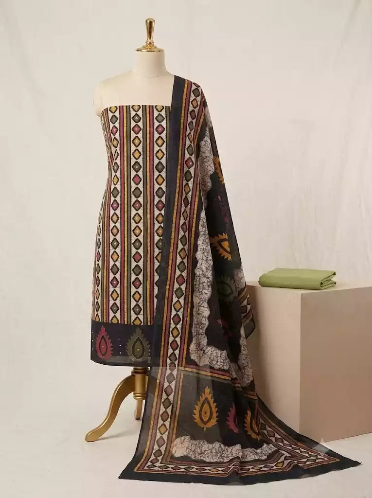 ASC Handloom Wax Batik Unstitched Suit Material
