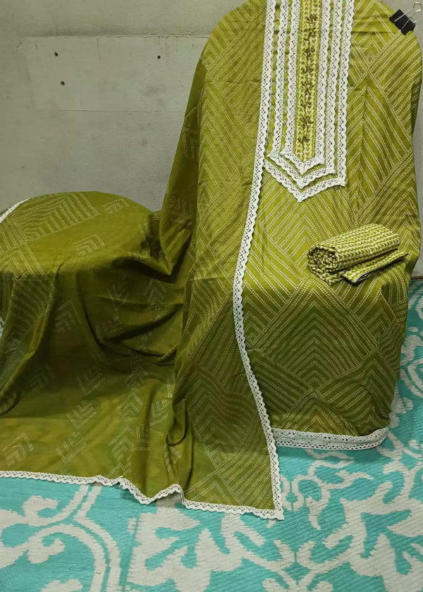 Crochet Lace 4  Sided Dupatta With Neck Embroidered Top, Daman Crochet & Cotton Bottom